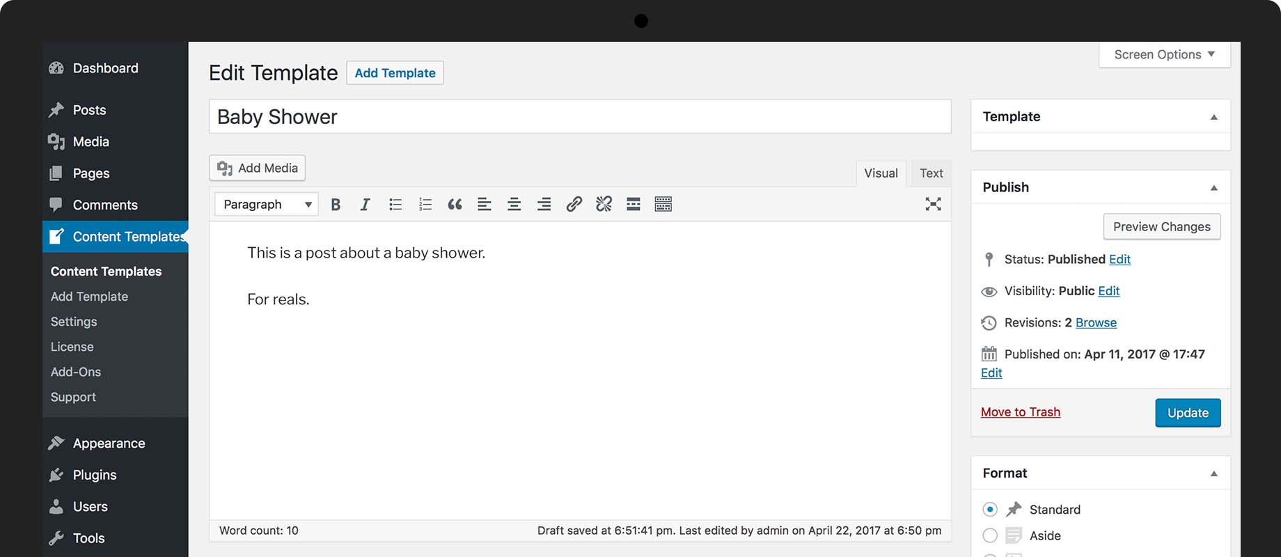 home advanced content templates